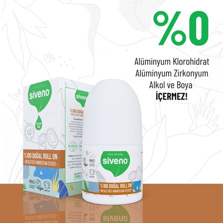 Siveno %100 Doğal Roll On Hindistan Cevizli Deodorant Ter Kokusu Önleyici Bitkisel Leke Bırakmayan Vegan 50 ml
