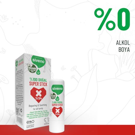 Siveno %100 Doğal Super Stick Anlık Yatıştırıcı Onarıcı Organik Yalancı İğde Yağlı Bitkisel 6 gr