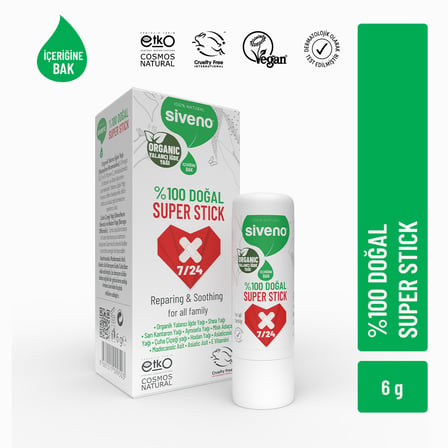 Siveno %100 Doğal Süper Stick Anlık Yatıştırıcı Onarıcı Organik Yalancı İğde Yağlı Bitkisel 6 gr