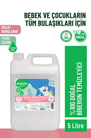 Siveno %100 Doğal Emzik Ve Biberon Temizleyicisi Bitkisel Elde Bulaşık Sabunu Nemlendirici Vegan 5000 ml