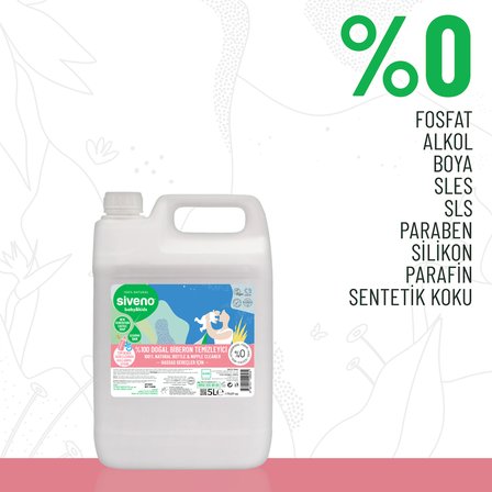 Siveno %100 Doğal Emzik ve Biberon Temizleyicisi Bitkisel Elde Bulaşık Sabunu Nemlendirici Vegan 5000 ml