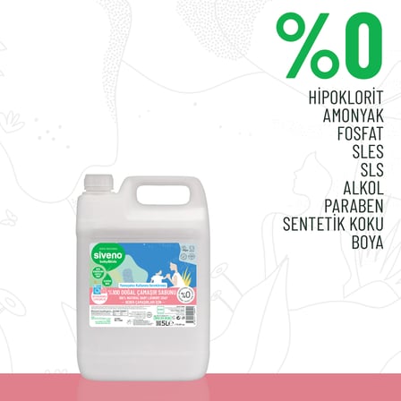 Siveno %100 Doğal Bebek Çamaşır Sabunu Kendinden Yumuşatıcılı Bitkisel Deterjan Vegan 5000 ml
