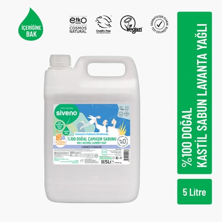 Siveno %100 Doğal Sıvı Kastil Sabun Lavanta Yağlı Cildi Rahatlatıcı Arındırıcı Bitkisel Vegan 5000 ml