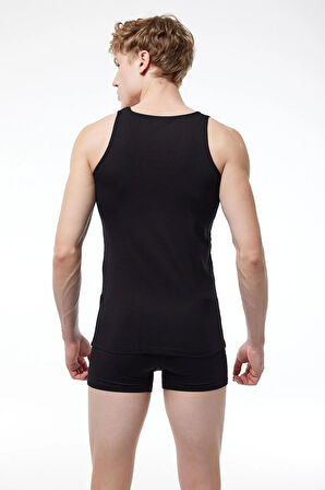 Erkek Siyah Kare Yaka Modal Atlet 026