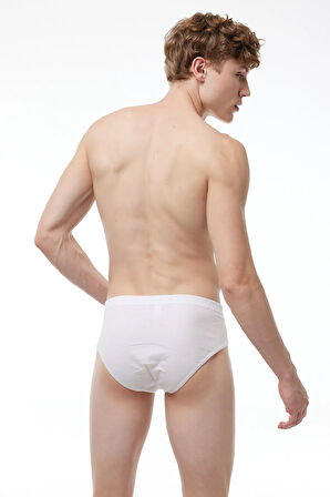 Erkek Beyaz 12 Li Paket %100 Pamuk Slip Külot 001-e