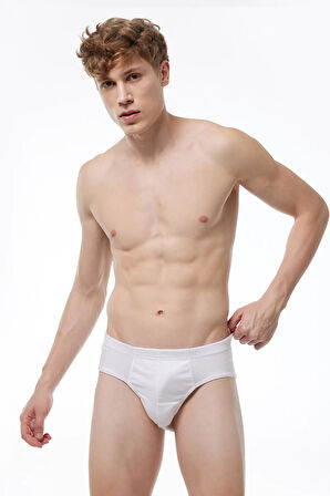 Erkek Beyaz 12 Li Paket %100 Pamuk Slip Külot 001-e