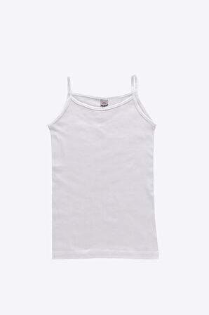 Kız Çocuk Beyaz 6 Lı Paket %100 Pamuk Ribana Ip Askılı Atlet 315-e