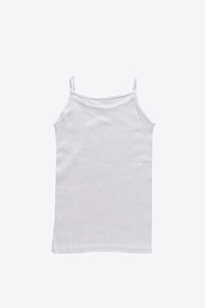 Kız Çocuk Beyaz 6 Lı Paket %100 Pamuk Ribana Ip Askılı Atlet 315-e