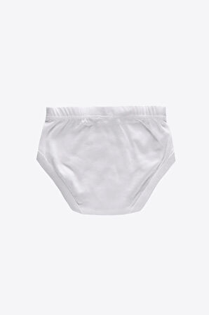 Erkek Çocuk Beyaz 12 Li Paket %100 Pamuk Ribana Slip Külot 203-e