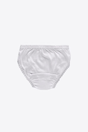 Kız Çocuk Beyaz 12 Li Paket %100 Pamuk Ribana Slip Külot 308-e