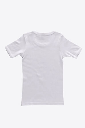 Erkek Çocuk Beyaz 6 Lı Paket %100 Pamuk Yuvarlak Yaka Kısa Kollu Ribana Fanila 202-e