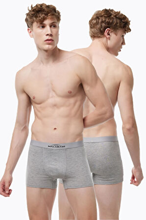 Erkek Gri 2 Li Pamuk Elastan Boxer 075