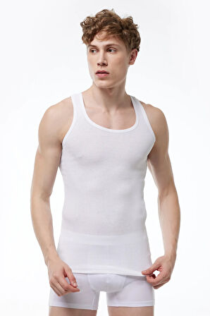 Erkek 2 li Siyah Beyaz %100 Pamuk Yazlık Fileli Atlet 2M081