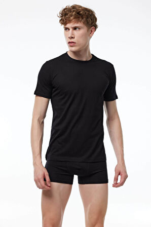 Malabadi 084 Erkek Modal Basic Yuvarlak Yaka Kısa Kol İnce Yaz Serinliği T-shirt