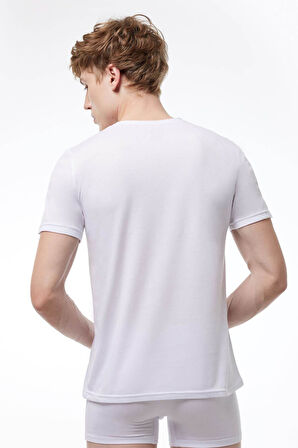 Malabadi 085 Erkek Modal V Yaka Kısa Kol İnce Yaz Serinliği T-shirt