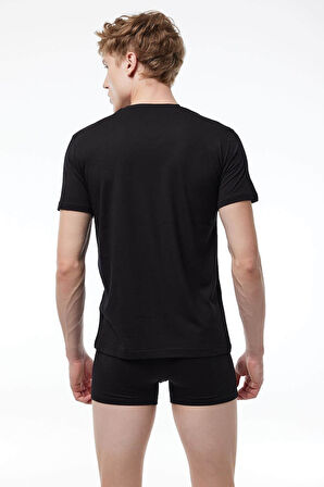Malabadi 085 Erkek Modal V Yaka Kısa Kol İnce Yaz Serinliği T-shirt