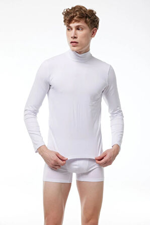 Erkek Siyah Yarım Balıkçı Yaka Uzun Kol Likralı Modal Body 086