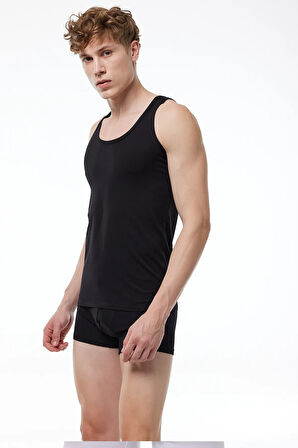 Erkek Siyah 2 Li Paket Pamuk Elastan Atlet 090