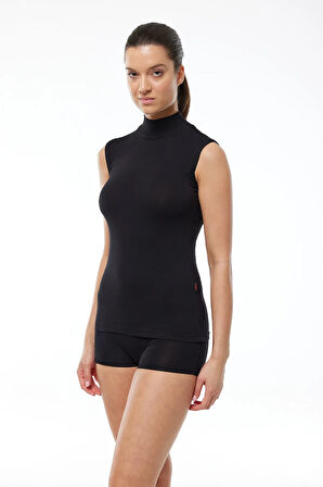 Kadın Ten Rengi Kolsuz Yarım Balıkçı Yaka Modal Görünmez Body 1044