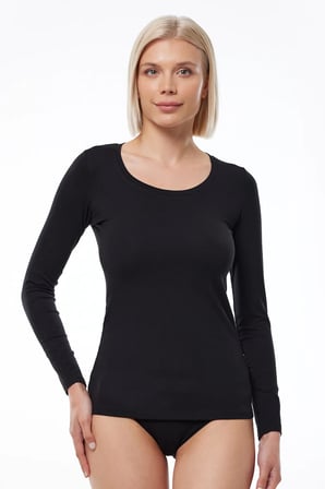 Kadın Beyaz Açık Yuvarlak Yaka Uzun Kollu Modal Body 1038