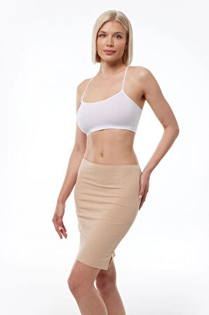 Kadın Ten Dizüstü Etek Astarı Modal Dar Jupon 1056