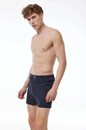 Erkek Gri 3 Lü Paket Geniş Kalıp Büyük Beden Boxer %100 Pamuk Battal Boy 3m024