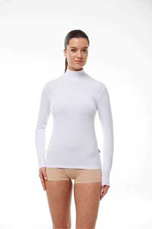 Malabadi 180 Kadın Modal Yarım Balıkçı Yaka Uzun Kol Likralı Body