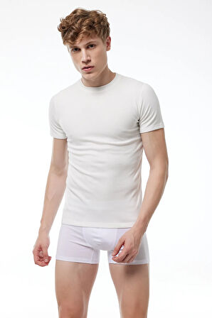 Erkek Ekru Yuvarlak Yaka Kısa Kollu Viloft Termal Üst Içlik 606