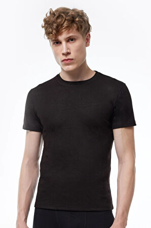 Erkek Ekru Yuvarlak Yaka Kısa Kollu Viloft Termal Üst Içlik 606