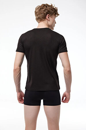 Erkek Ekru Yuvarlak Yaka Kısa Kollu Viloft Termal Üst Içlik 606