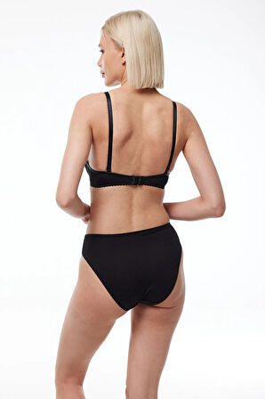 Kadın Siyah Sihirli Büyüme Balenli Kaplı Çift Destekli Sütyen 813