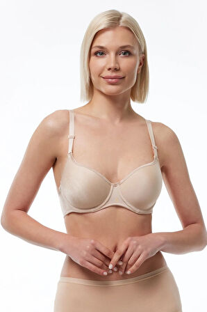 Kadın Ten Rengi Big Size Toparlayıcı Dolgusuz Kaplı Balenli Sütyen 814