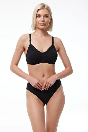 Kadın Siyah 2 Li Paket Kapsız Balensiz Modal Pamuk Penye Toparlayıcı Sütyen 826