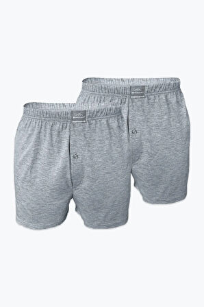 Erkek Gri 2 Li Paket Geniş Kalıp Büyük Beden Boxer %100 Pamuk Battal Boy 90024 4xl/5xl/6xl/7xl