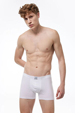 Erkek Desenli Beyaz Lacivert 3 lü Pamuk Elastan Boxer 3M074