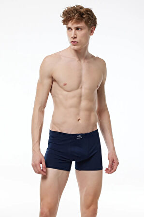 Erkek Desenli Beyaz Lacivert 3 lü Pamuk Elastan Boxer 3M074