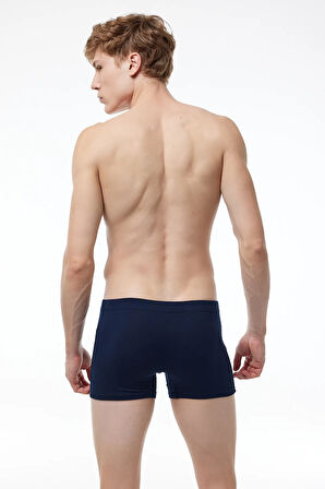 Erkek Desenli Beyaz Lacivert 3 lü Pamuk Elastan Boxer 3M074
