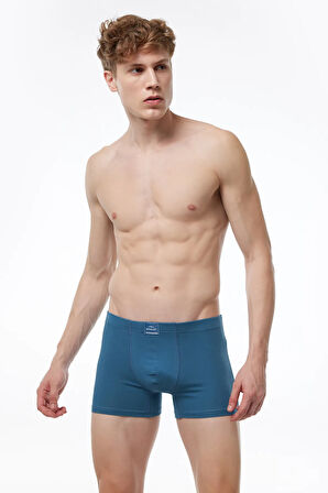 Erkek Desenli Beyaz Lacivert 3 lü Pamuk Elastan Boxer 3M074