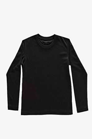 Unisex Çocuk Siyah Uzun Kollu Viloft Termal Üst Içlik 90405