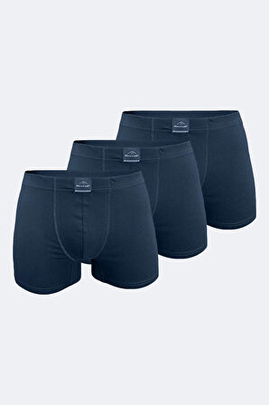 Erkek Desenli Beyaz Lacivert 3 lü Pamuk Elastan Boxer 3M074