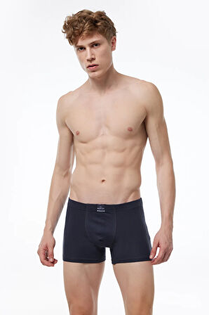 Erkek Desenli Beyaz Lacivert 3 lü Pamuk Elastan Boxer 3M074