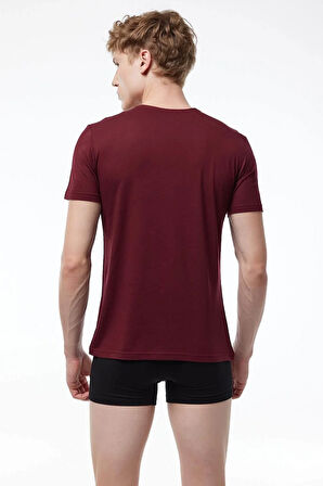 Malabadi 085 Erkek Modal V Yaka Kısa Kol İnce Yaz Serinliği T-shirt