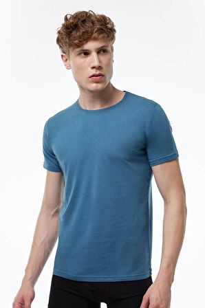Malabadi 084 Erkek Modal Basic Yuvarlak Yaka Kısa Kol İnce Yaz Serinliği T-shirt