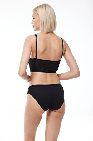 Kadın Siyah 3 Lü Paket Pamuk Elastan Dantelli Slip Külot 149