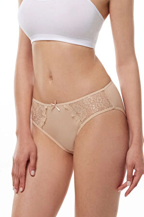 Kadın Siyah 3 Lü Paket Pamuk Elastan Dantelli Slip Külot 149