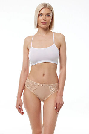 Kadın Siyah 3 Lü Paket Pamuk Elastan Dantelli Slip Külot 149