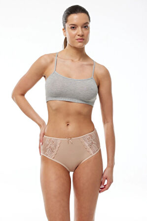 Kadın Siyah 3 Lü Paket Pamuk Elastan Dantelli Yüksek Bel Slip Külot 150