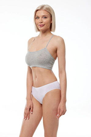 Kadın Gri 2 Li Paket Ayarlanabilir Ip Askılı Pedsiz Modal Penye Büstiyer 1046