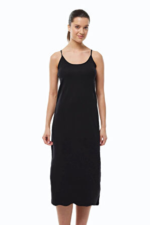 Malabadi 1080 Kadın Modal Ayarlanabilir İp Askılı Uzun Geniş Elbise Astarı & Kombinezon