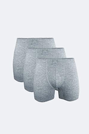 Erkek Siyah Gri Desenli 3 Lü Pamuk Elastan Uzun Boxer 073
